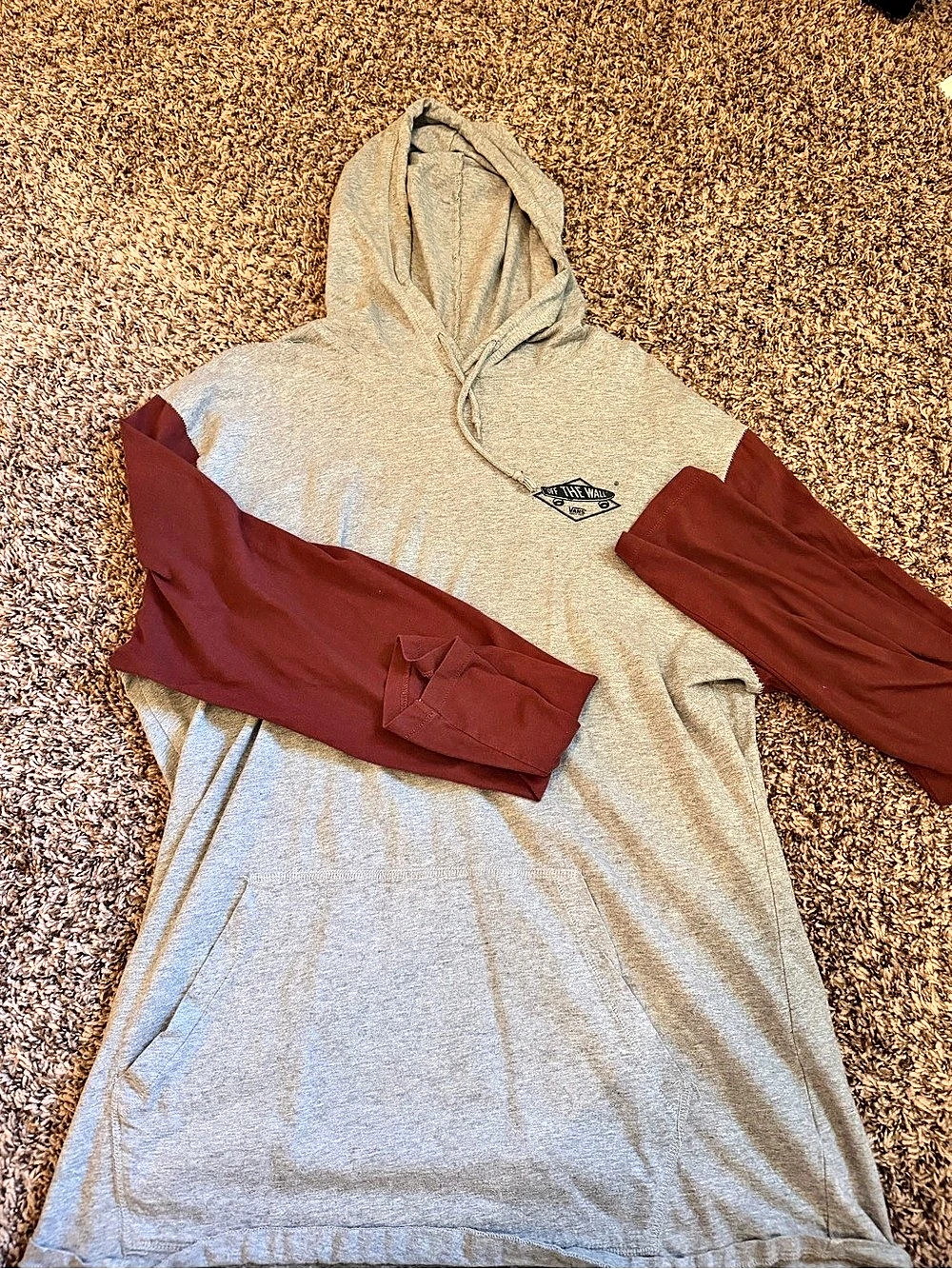Vans Color Block Pullover Hoodie in Gray & Red